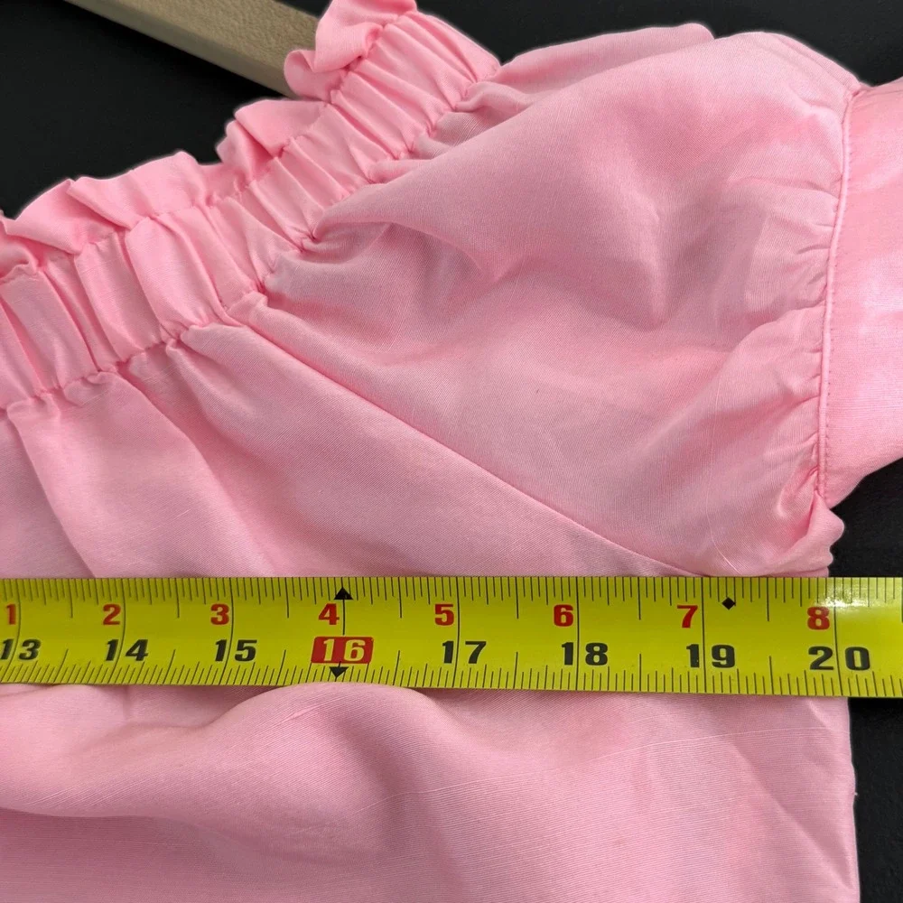 J Crew 100% Silk Blouse Womens 0 Pink Off Shoulder Coquette Feminine Romantic